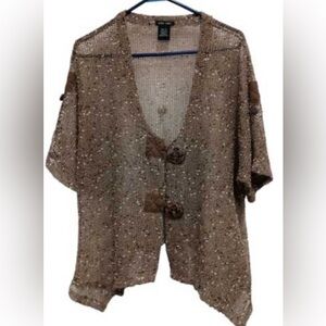 Katie Todd Women’s Topper Black and Brown Knit Cardigan Size M